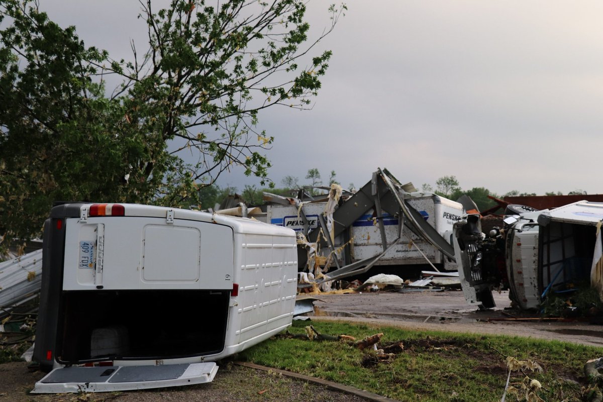 Some of the damage in Linwood, Kansas after Tuesdays devastating tornado.