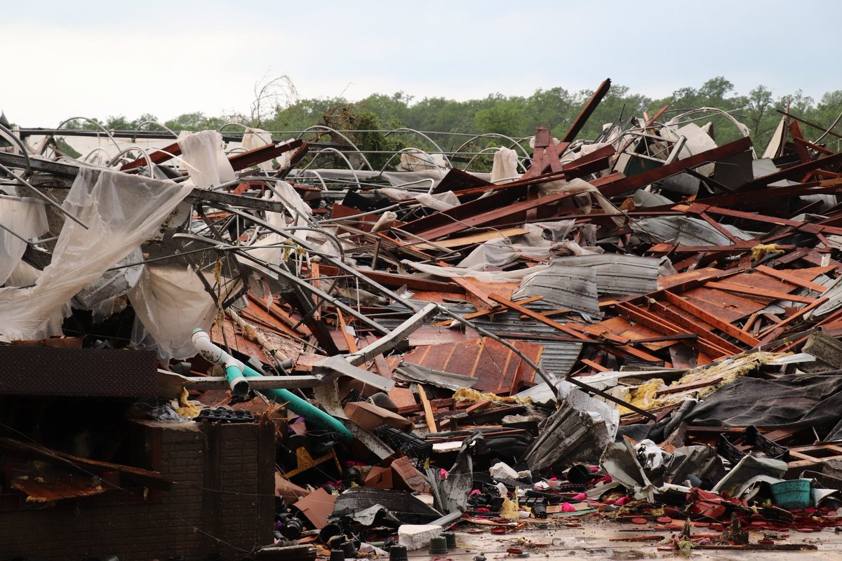 Some of the damage in Linwood, Kansas after Tuesdays devastating tornado.