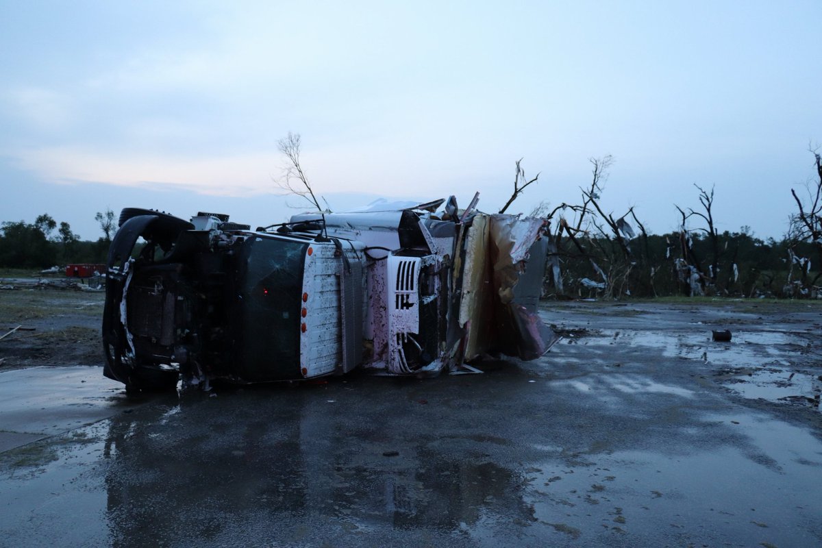 Some of the damage in Linwood, Kansas after Tuesdays devastating tornado.