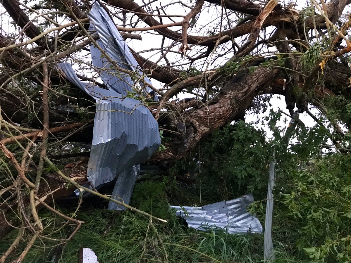 Linwood damage from yesterday's tornado. Debris is lining this road right off of K-32 highway. 