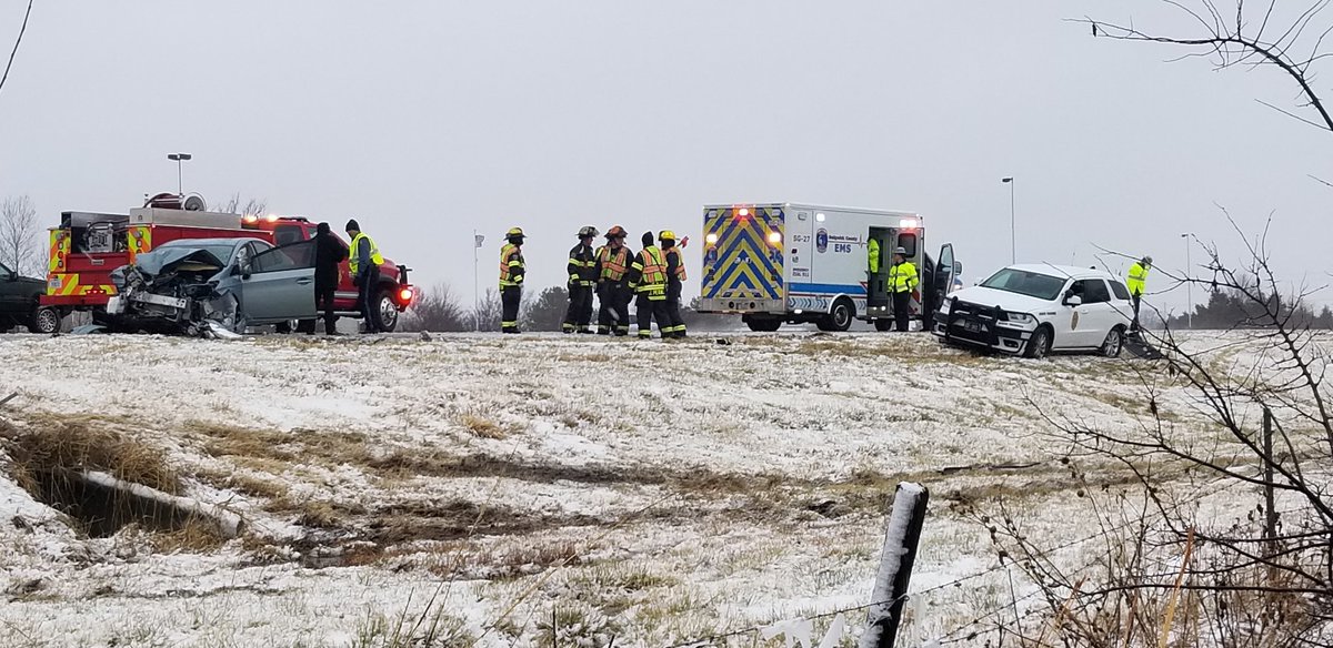 Injury wreck involving a State Trooper on I-135 northbound at 77th Ave.