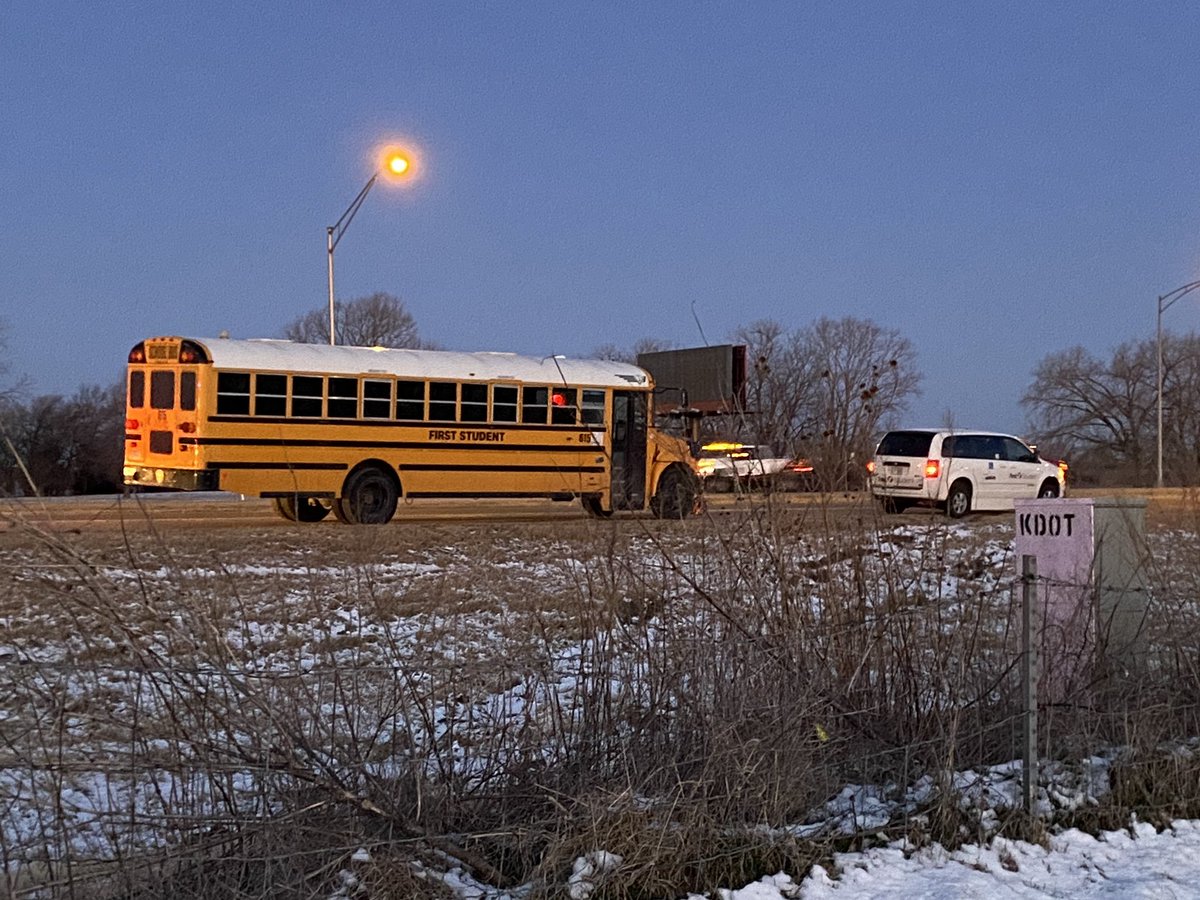 KHP says there were no kids on the bus at the time of the crash. One person had minor injuries.