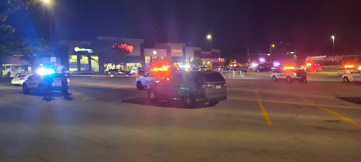 A photo from the scene of shooting at Hy-Vee parking lot along Clinton Parkway in Lawrence. 1 dead and one critically injured with multiple gunshot wounds