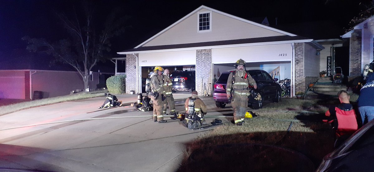 House Fire in the 1400 Blk of Rawhide in Derby , E82 was Fire Attack then 801 was I/C, Crews knocked down the fire with no one hurt. The cause is under investigation