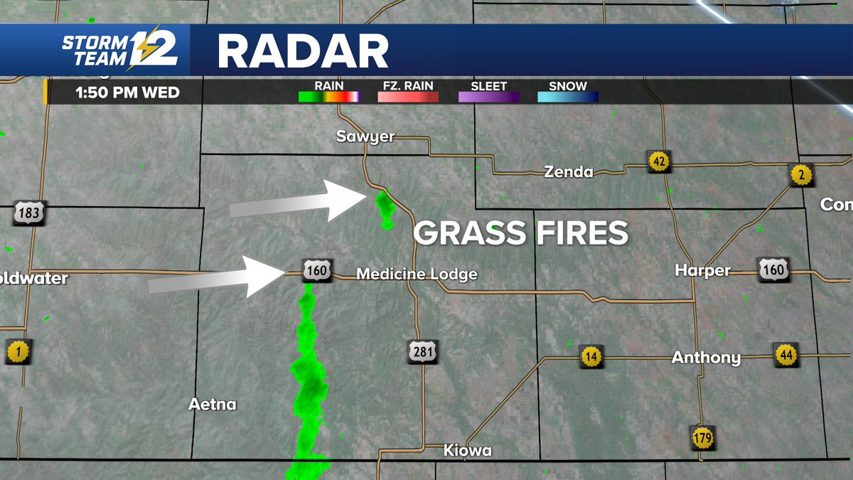 Smoke from two fires in south-central Kansas shut down a highway near Medicine Lodge