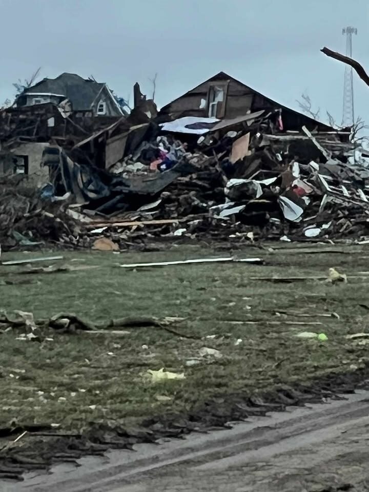 Gove County community that was hit Sunday night. Look for extensive