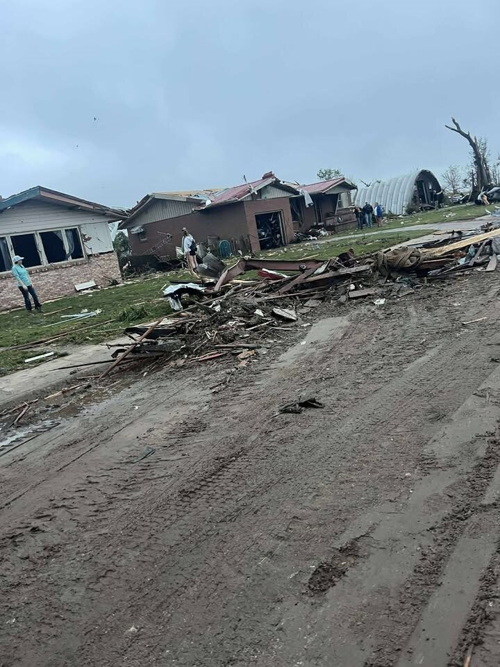 Gove County community that was hit Sunday night. Look for extensive